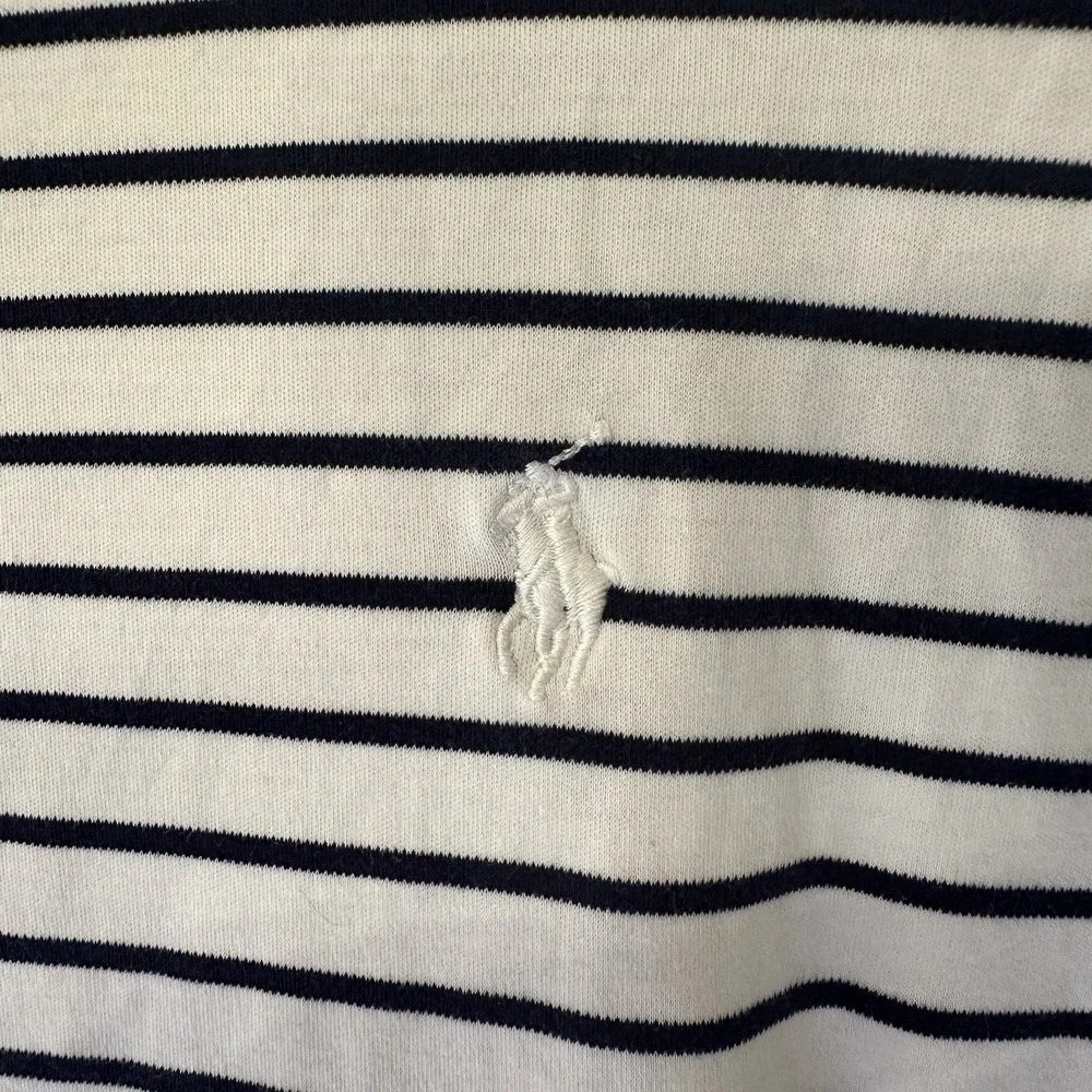 MENS PoloRalph Lauren Classic Fit White/Navy Striped‎ Polo Shirt Size XXL